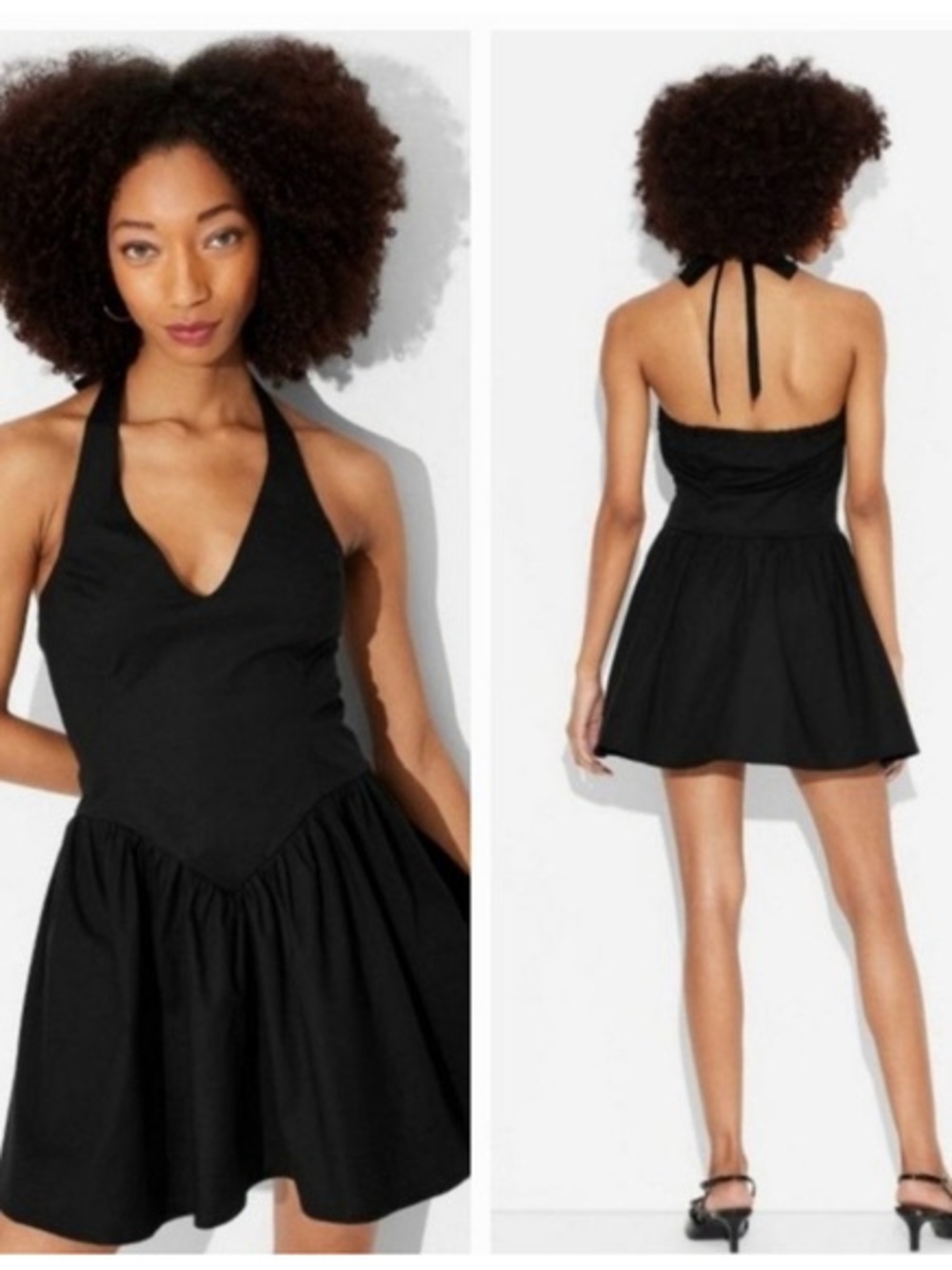 NWT Black Halter Skater Dress